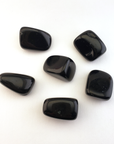 Black Obsidian Natural Tumbled Stone - One Stone - White Background
