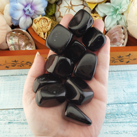 Black Obsidian Natural Tumbled Stone - One Stone - In Hand