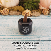 Black Pentacle Ceramic Sphere Stand - Chime Candle Holder - Incense Holder