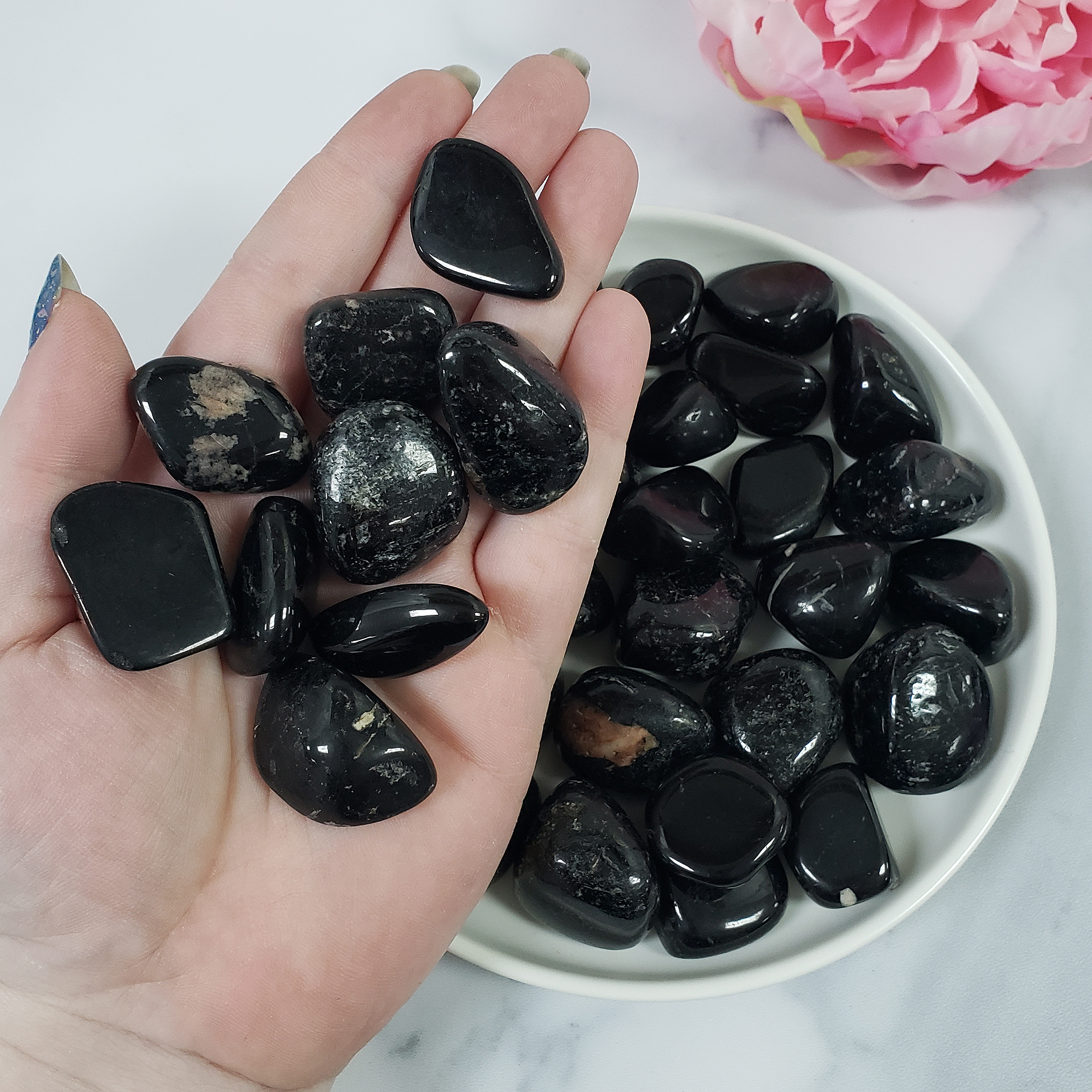 Black Tourmaline Crystal Natural Gemstone Tumbled Stone - 2