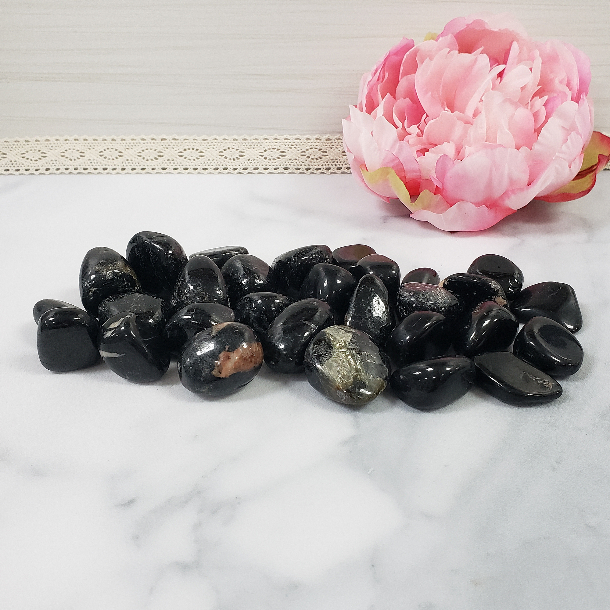 Black Tourmaline Crystal Natural Gemstone Tumbled Stone - 1