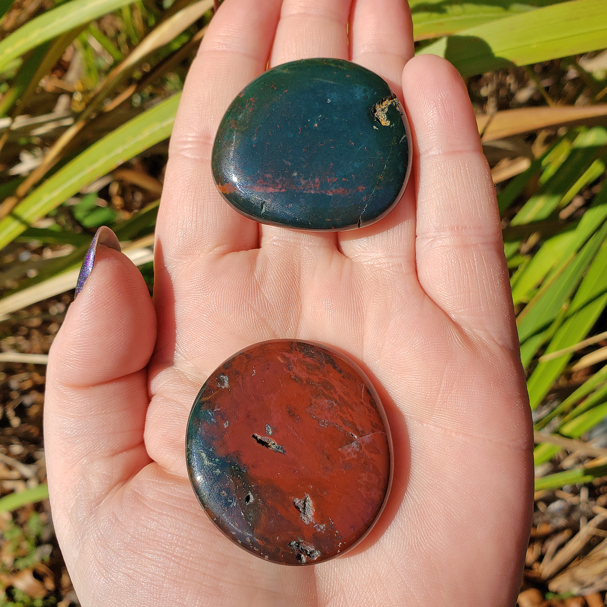 Bloodstone Crystal Palm Stone Natural Gemstone Worry Stone Meditation Tool - 4