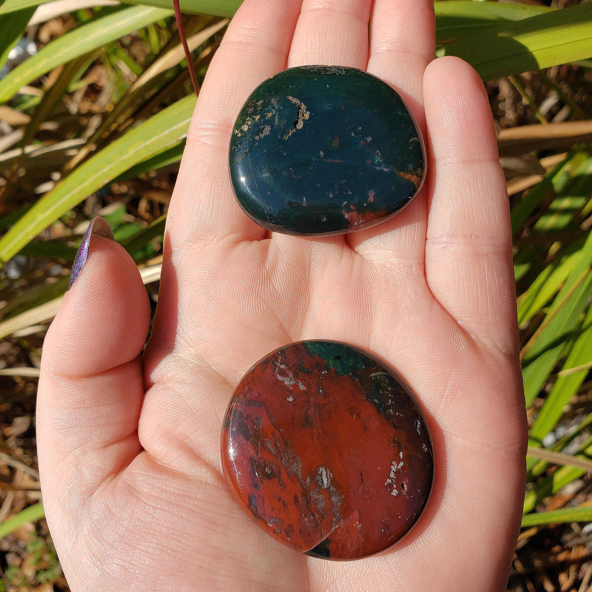 Bloodstone Crystal Palm Stone Natural Gemstone Worry Stone Meditation Tool