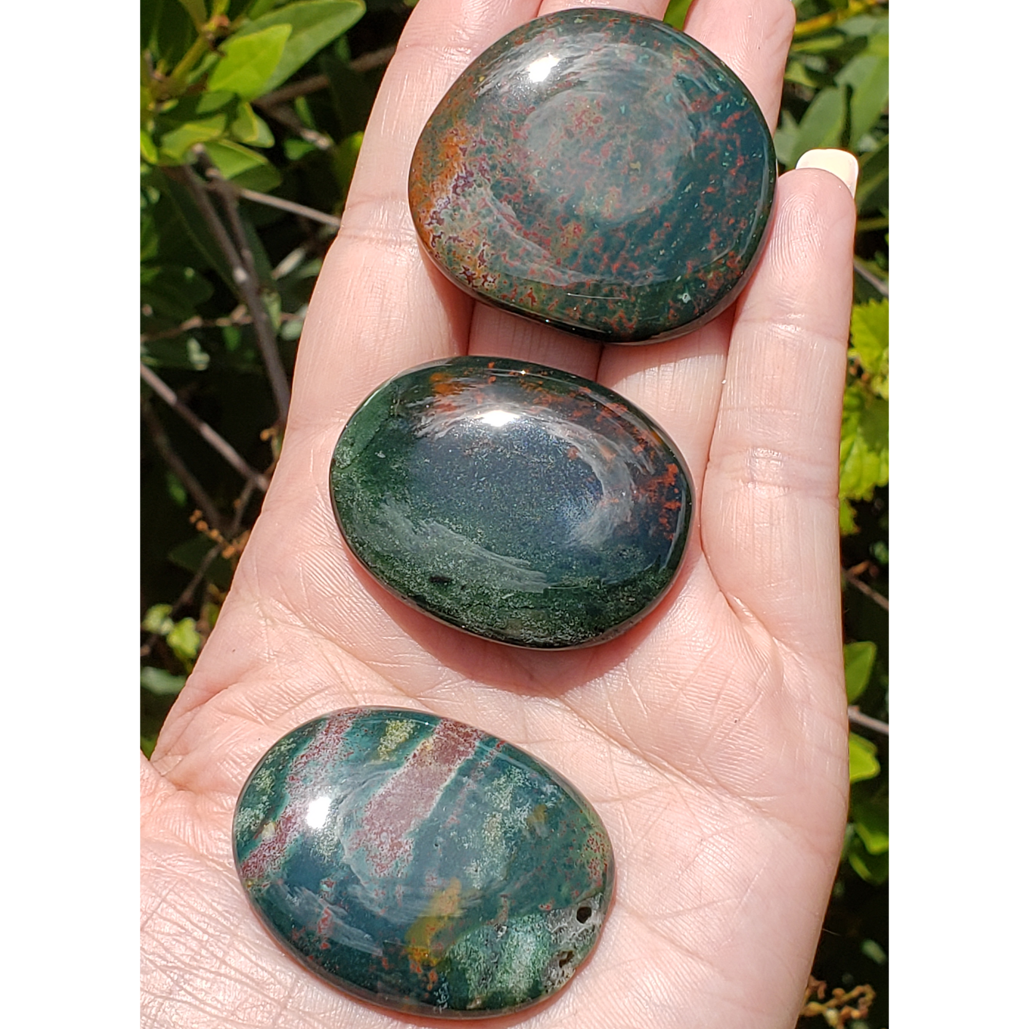 Bloodstone Crystal Palm Stone Natural Gemstone Worry Stone Meditation Tool - 2