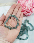Blue Apatite Stone Natural Crystal Chip Bead Bracelet - In Hand
