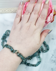 Blue Apatite Stone Natural Crystal Chip Bead Bracelet - On Wrist