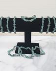 Blue Apatite Stone Natural Crystal Chip Bead Bracelet