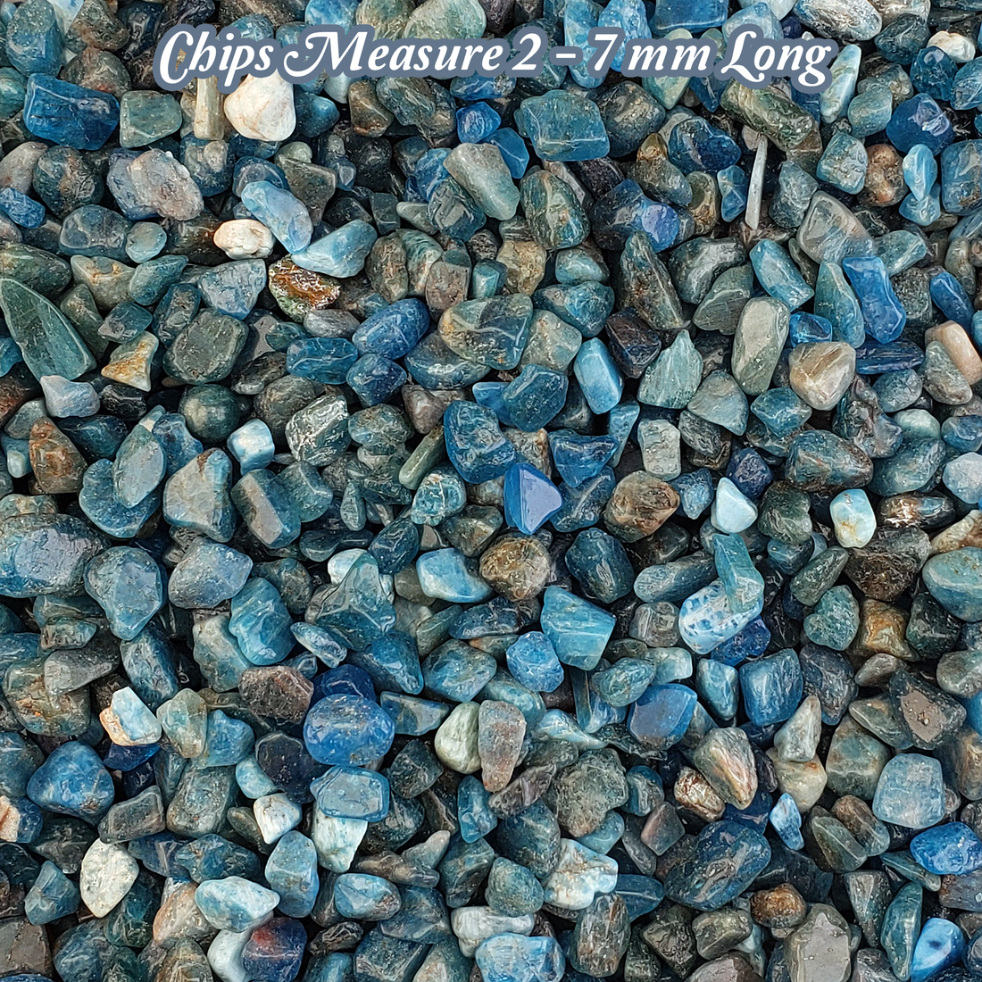 Blue Apatite Natural Crystal Chips - By the Ounce - Measurement