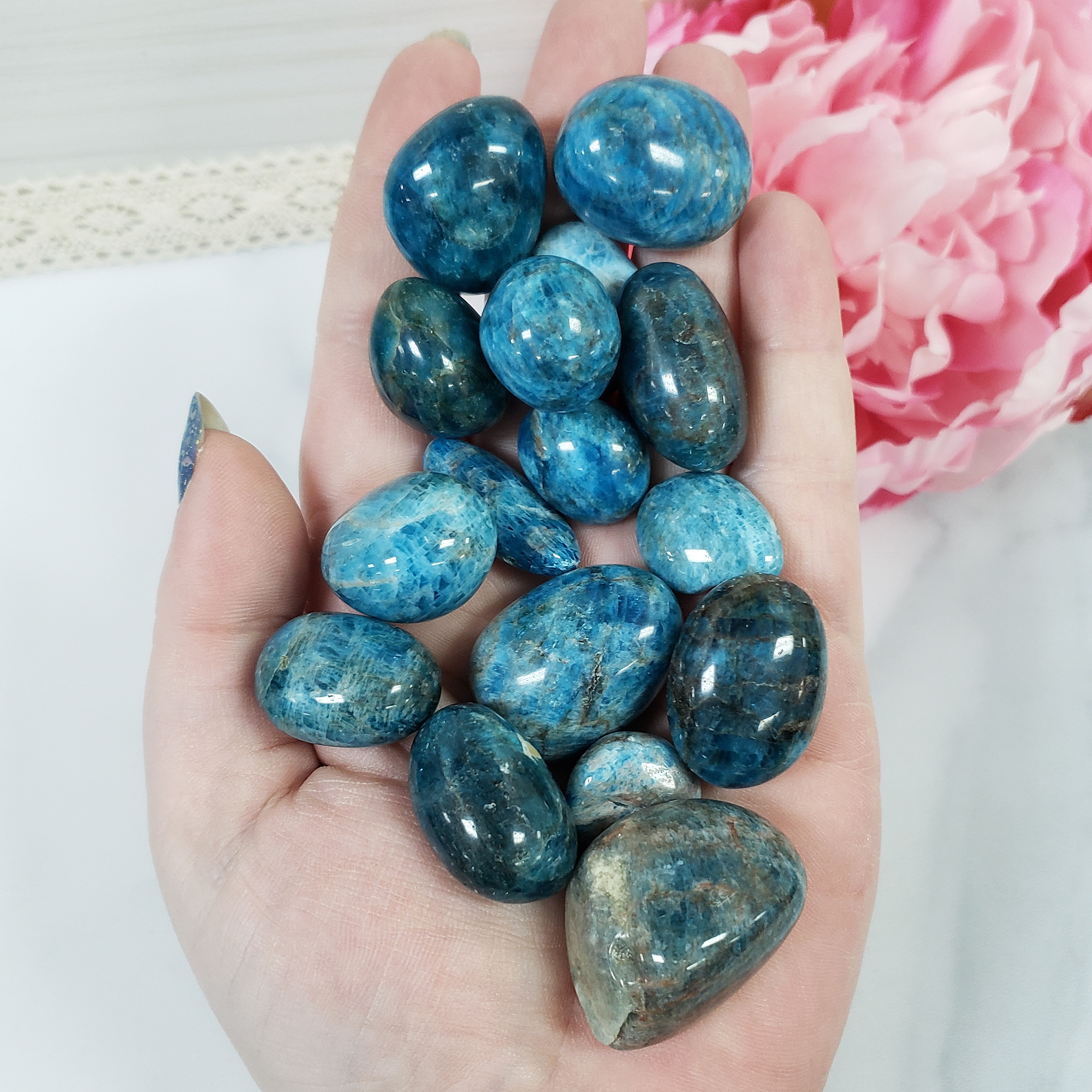 Blue Apatite Crystal Natural Gemstone Tumbled Stone | One Stone | Multiple Sizes! - 1