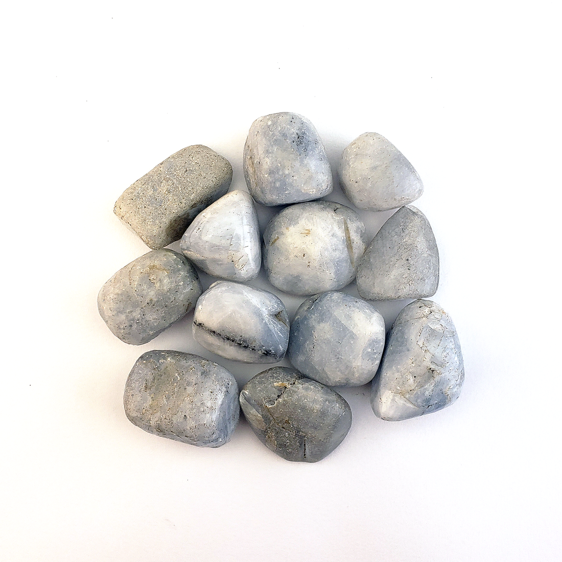 Blue Calcite Natural Semi-Tumbled Stone - Freeform One Stone - On White Background