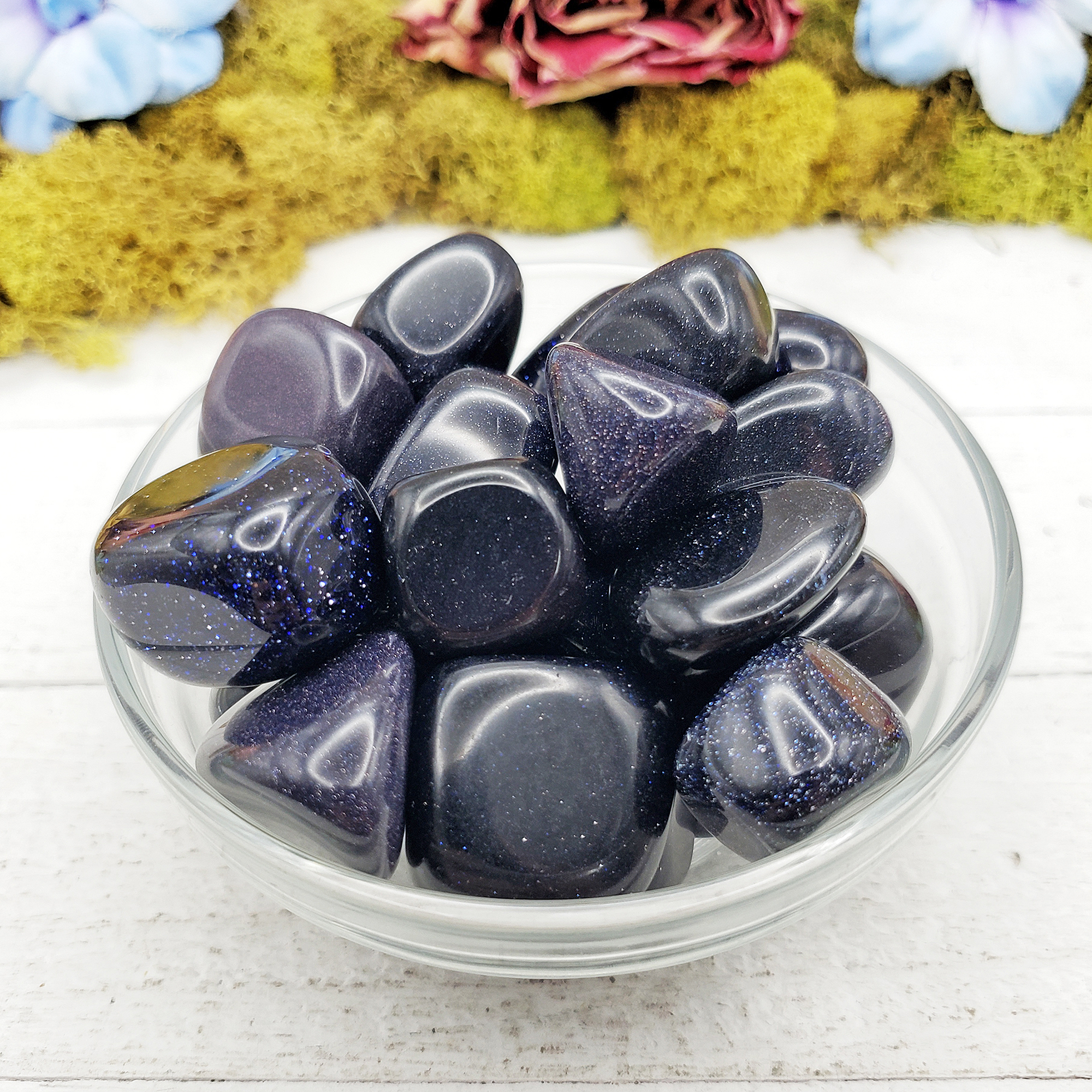 Blue Goldstone Crystal Manmade Gemstone Tumbled Stone | One Stone - 2