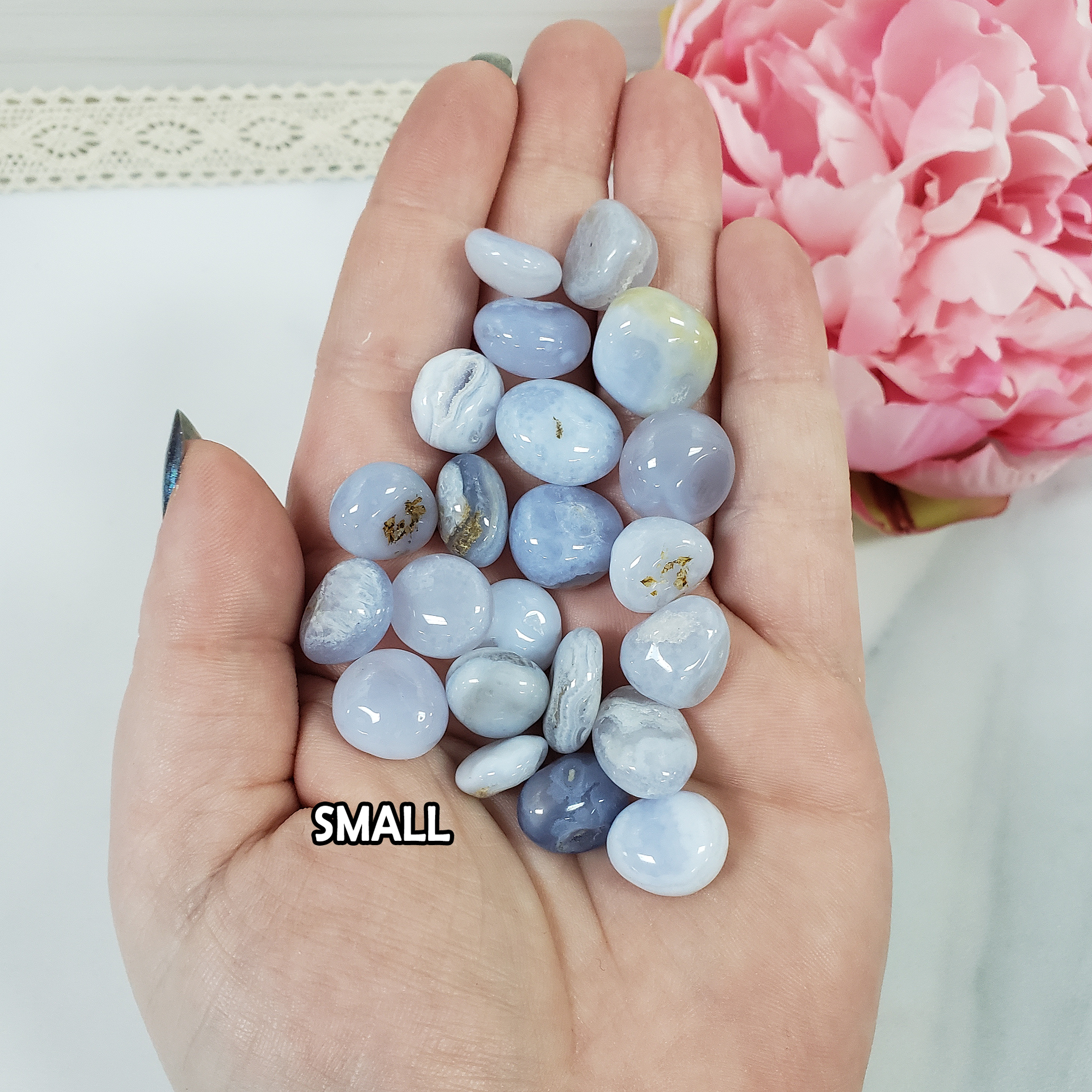 Blue Lace Agate Crystal Natural Gemstone Tumbled Stone | Multiple Sizes -4