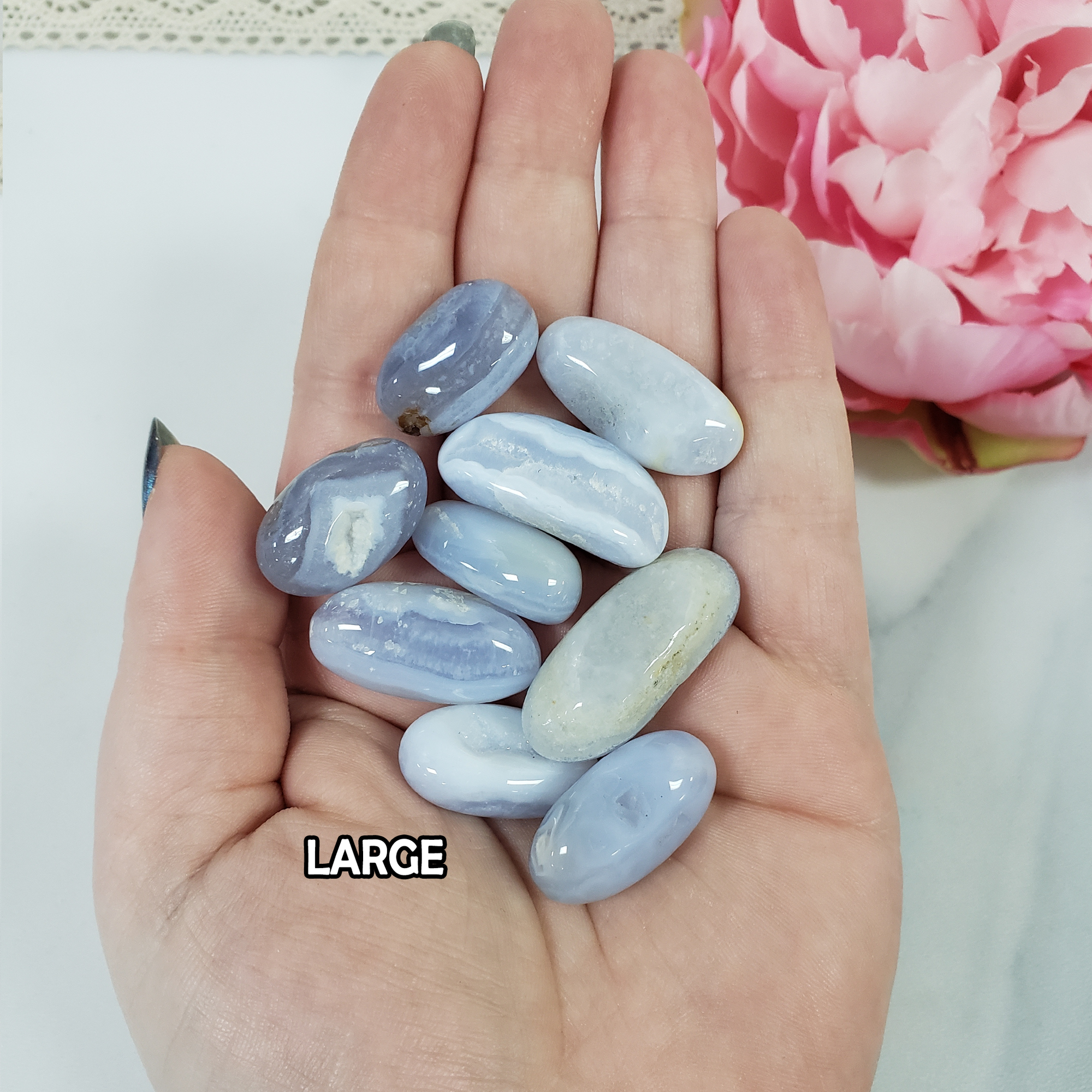 Blue Lace Agate Crystal Natural Gemstone Tumbled Stone | Multiple Sizes - 5