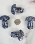 Blue Sodalite Stone in Quartz Crystal Mushroom Natural Gemstone Toadstool Carving - 4