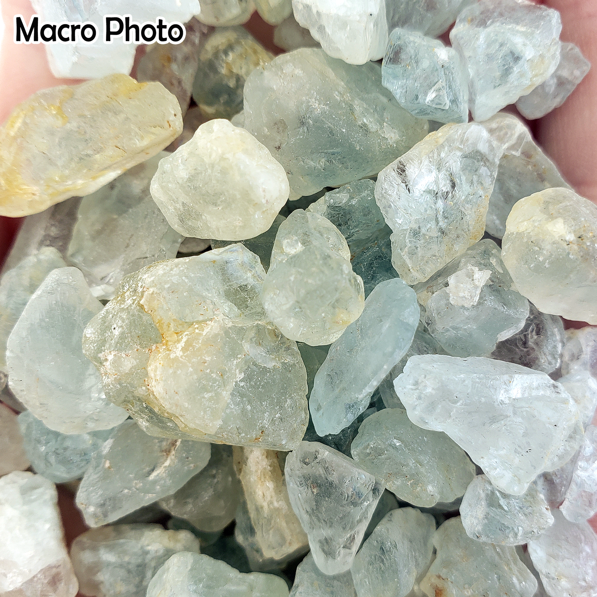 Light Blue Topaz Raw Crystals Rough Gemstones by the Half Ounce - Close Up