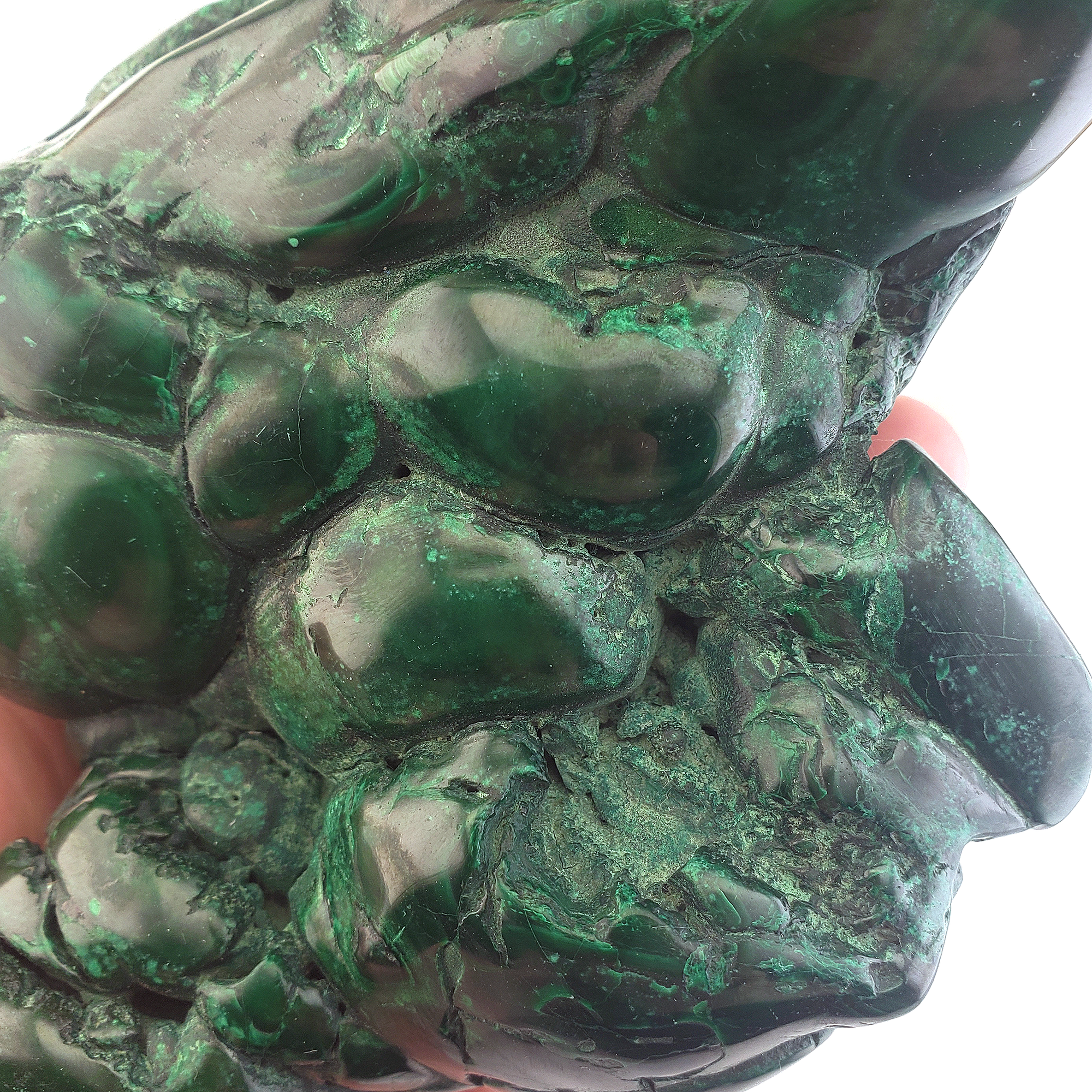 Unique Malachite Semi-Polished Freeform - Bolt - Close Up 4