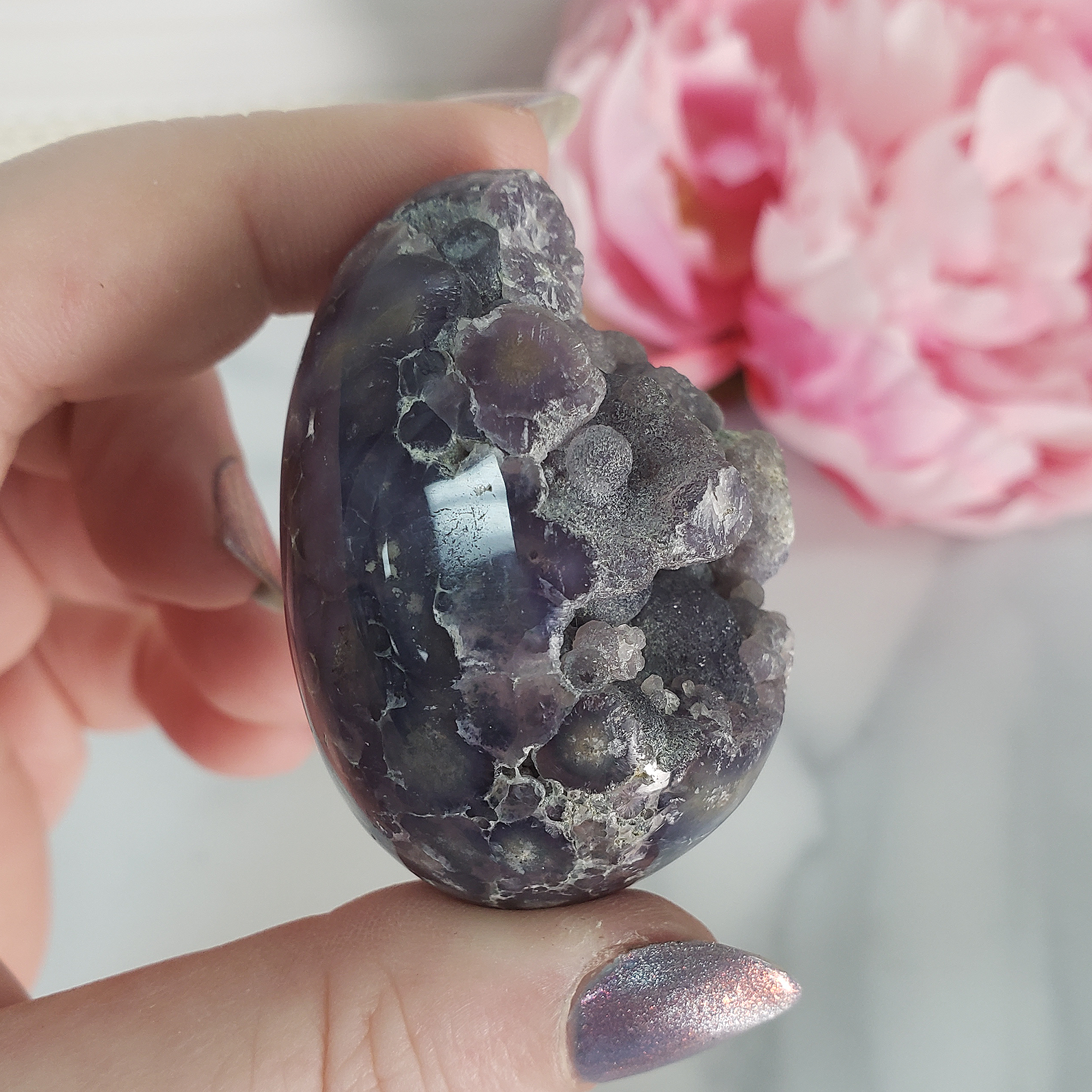 Unique Grape Agate Botryoidal Chalcedony Natural Crystal Cluster Semi-Polished Egg | Bonarda - 3