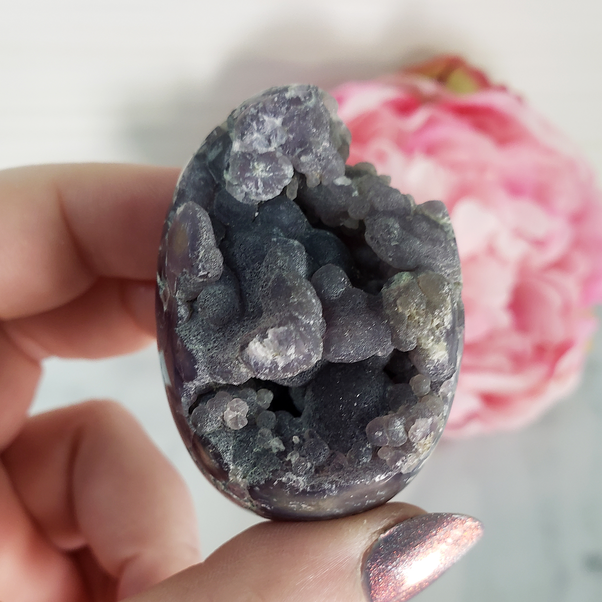 Unique Grape Agate Botryoidal Chalcedony Natural Crystal Cluster Semi-Polished Egg | Bonarda