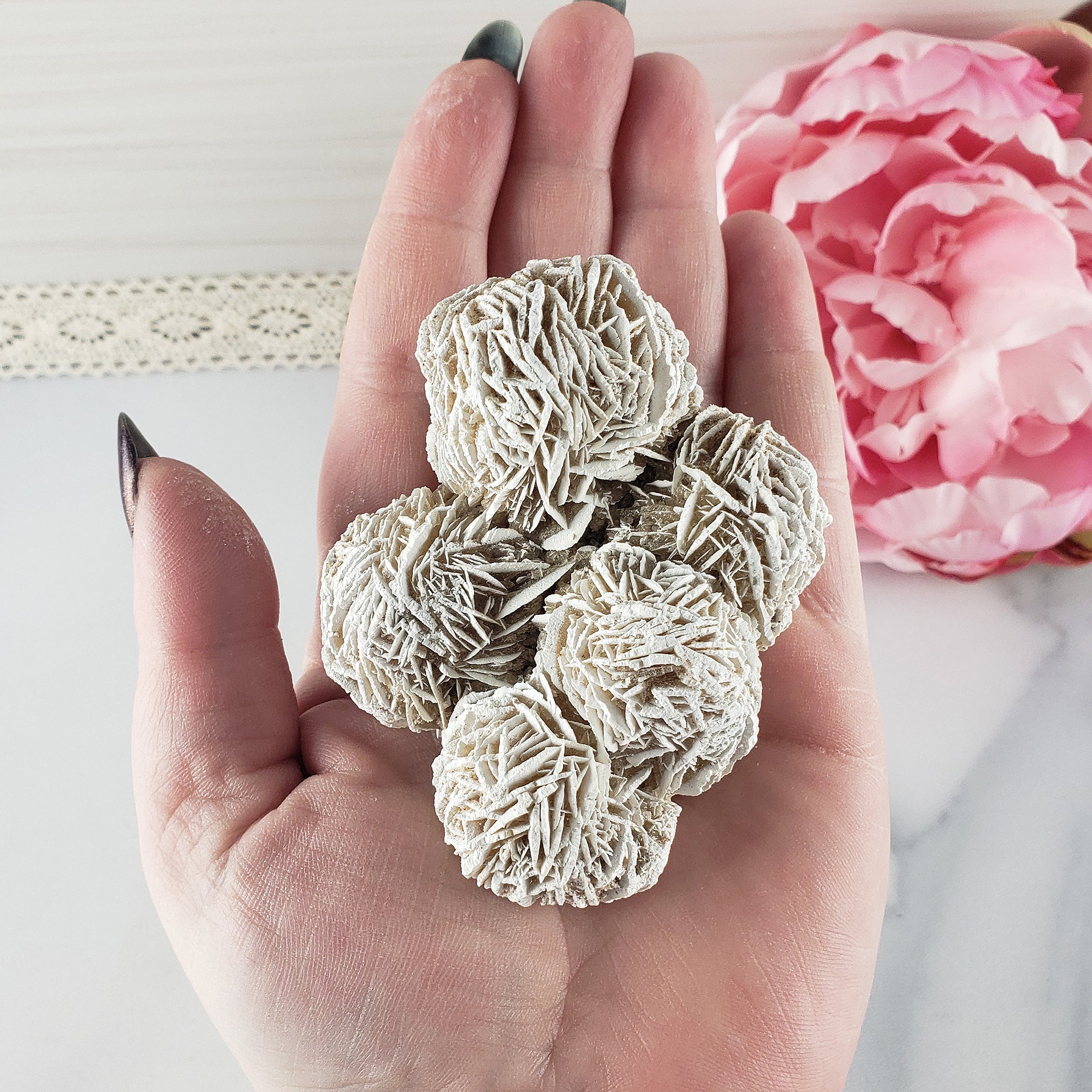 Unique Desert Rose Selenite Crystal Cluster Heat Treated Rough Mineral Formation | Bouquet - 1