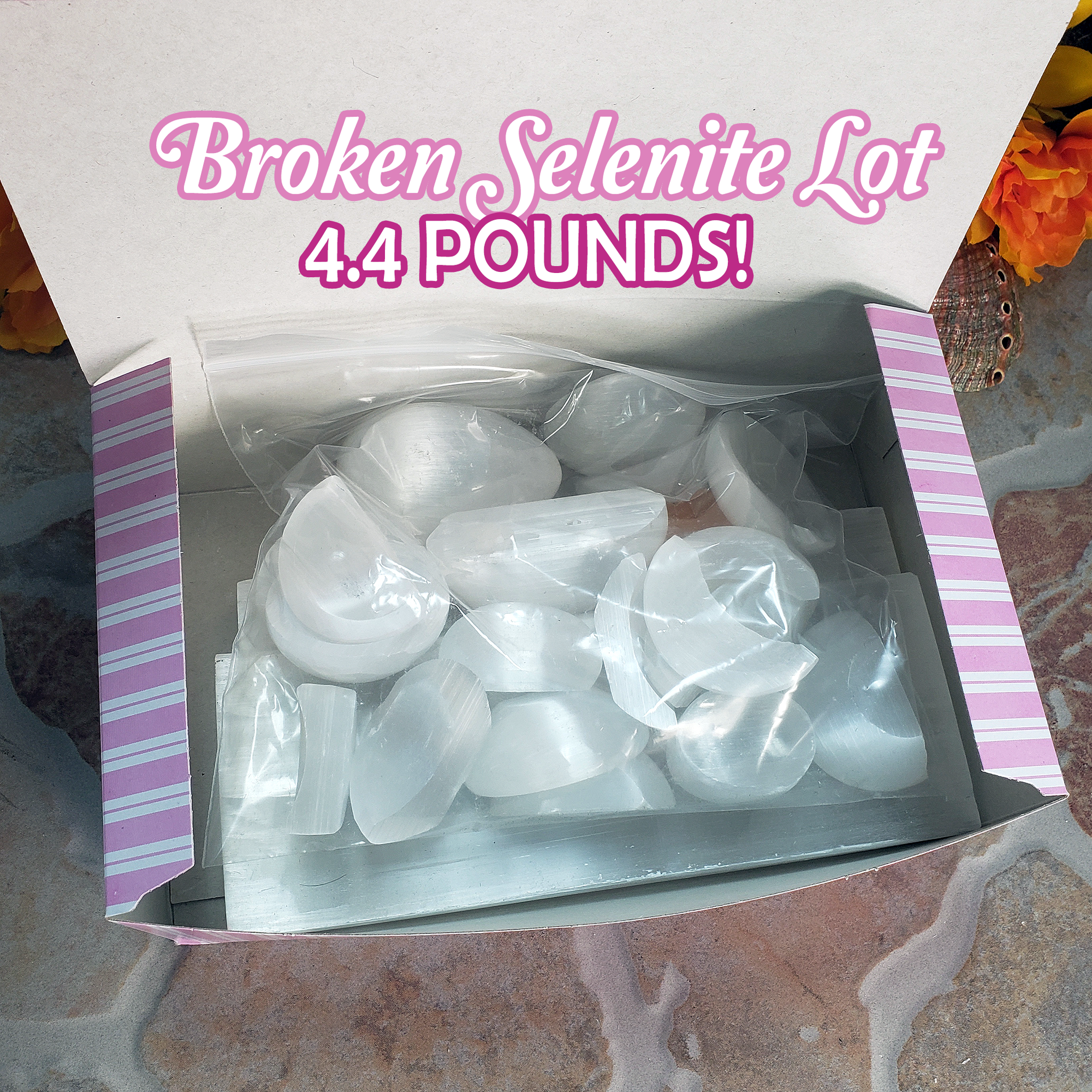 4.4 POUNDS BROKEN SELENITE BLIND BOX - Lot of Broken Selenite - Great for Arts &amp; Crafts!