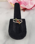 Green Tourmaline, Pink Tourmaline, & Yellow Tourmaline Crystal Natural Gemstone 925 Sterling Silver Ring | Size 5.5