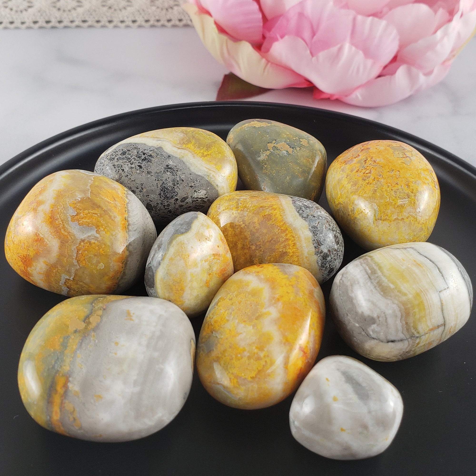 Bumblebee Jasper Calcite Crystal Natural Gemstone Tumbled Stone | Multiple Sizes - Fumarole Jasper