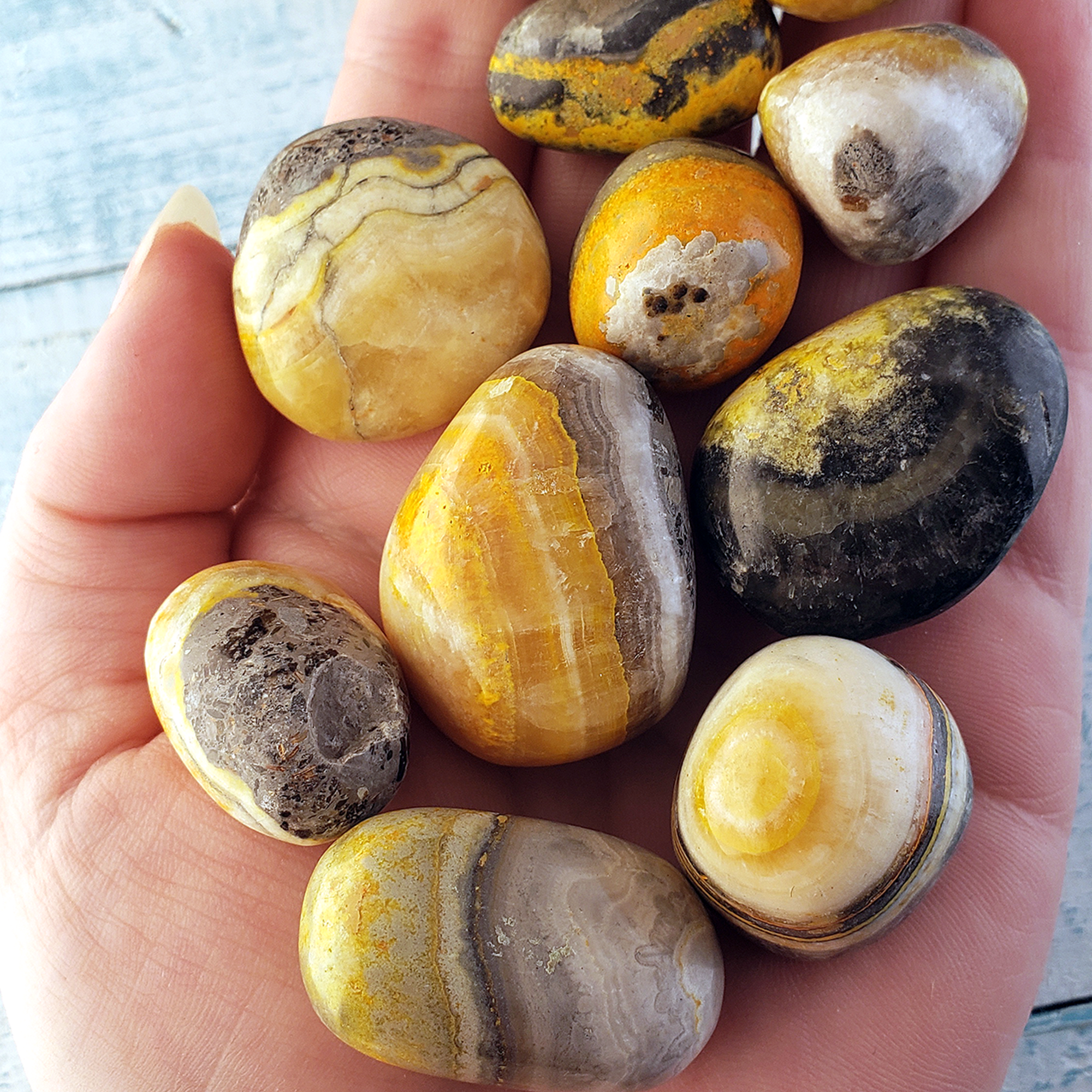 Bumblebee Jasper Calcite Crystal Natural Gemstone Tumbled Stone - 1