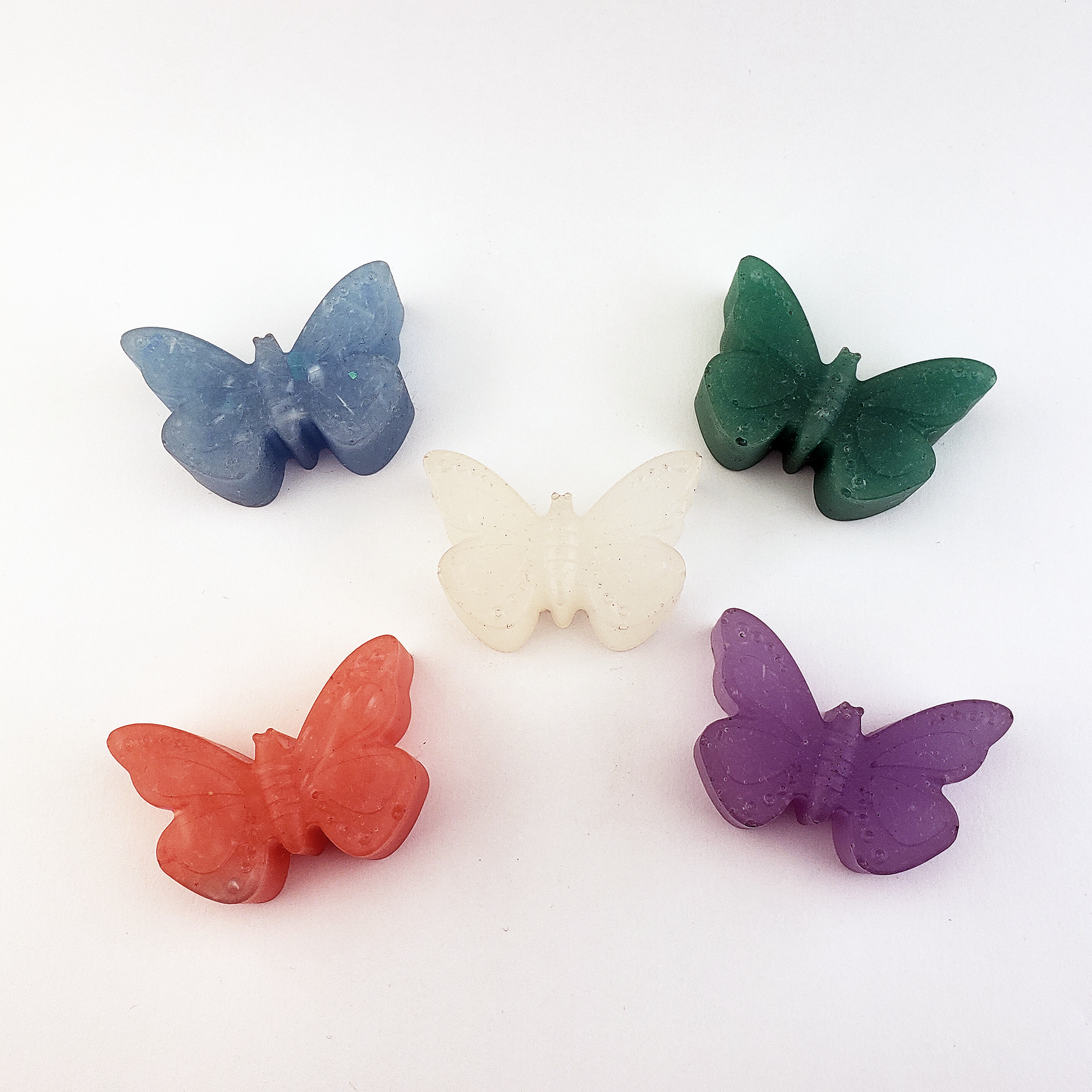 Rainbow Resin Butterfly Totem Figurine - Handmade Valentine&#39;s Day Gift - On White Background