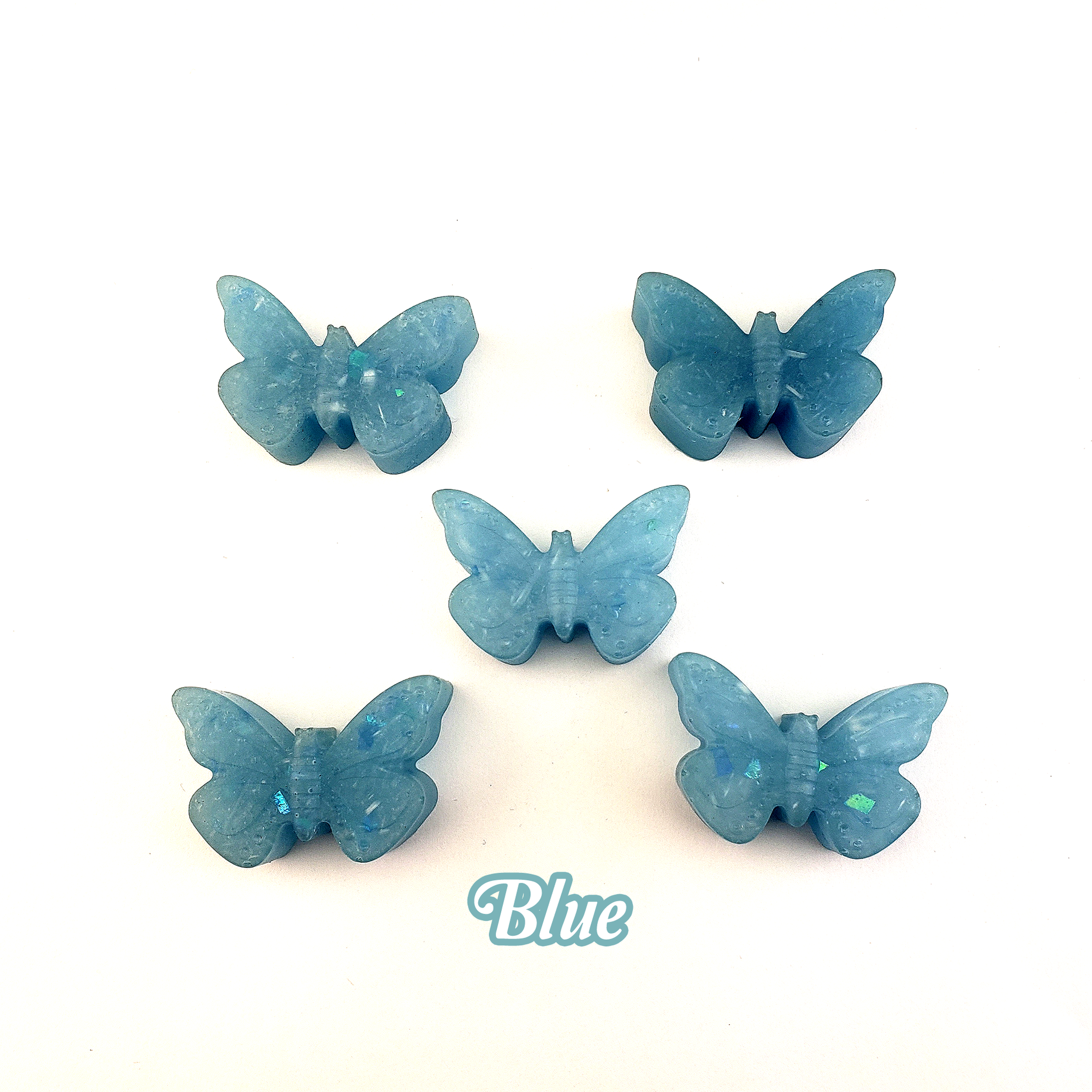  Rainbow Resin Butterfly Totem Figurine - Handmade Valentine's Day Gift - Blue