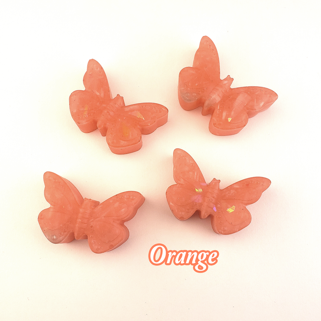  Rainbow Resin Butterfly Totem Figurine - Handmade Valentine's Day Gift - Orange
