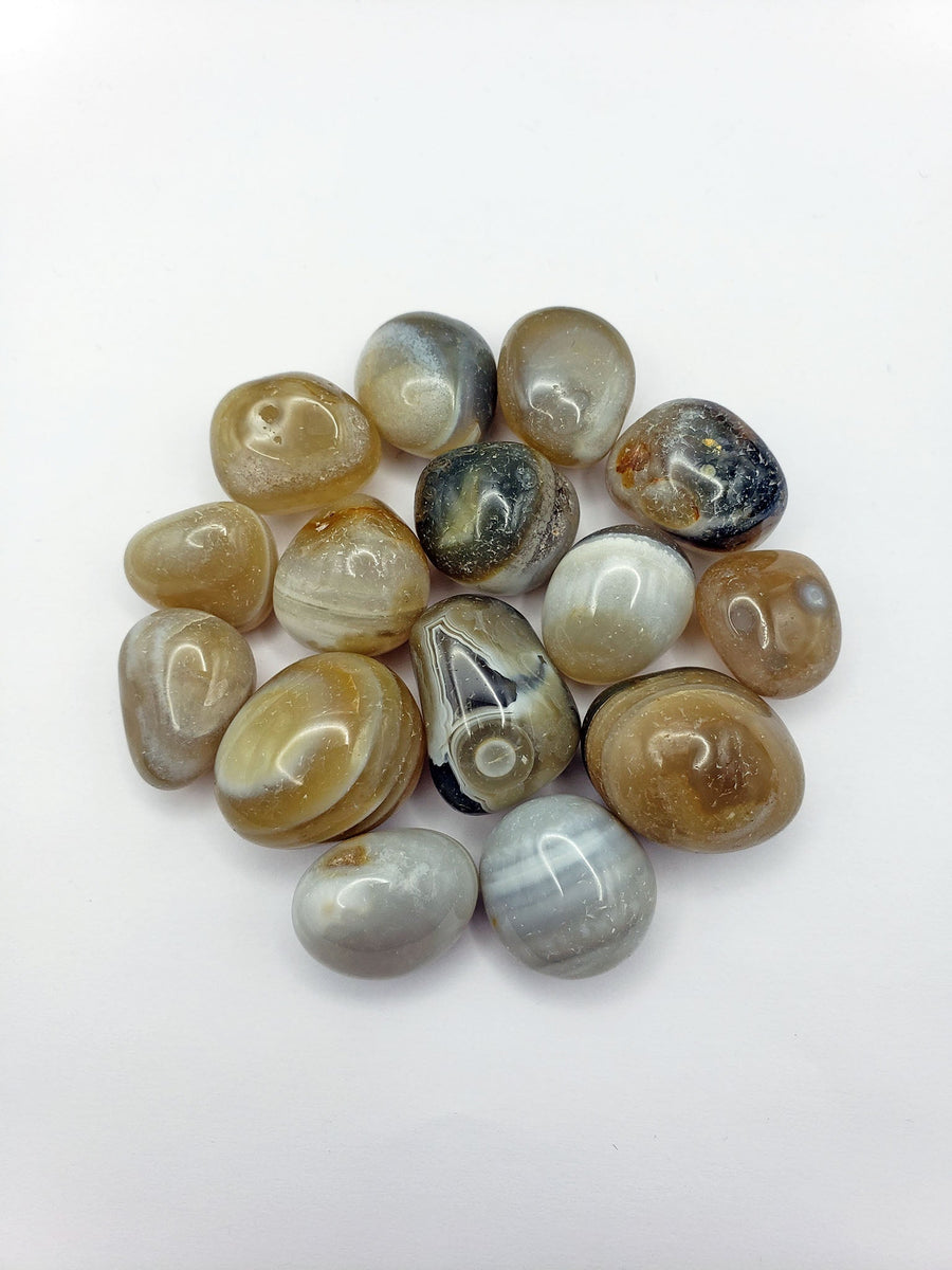 WHOLESALE BULK LOTS Marble Banded Agate Natural Tumbled Gemstone - 20 Stones