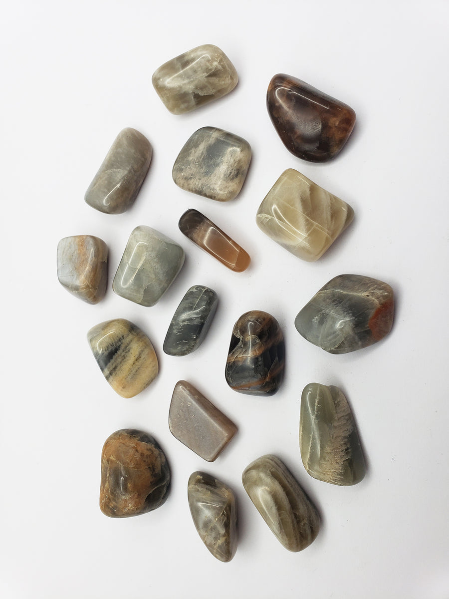 Black Moonstone Tumbled Gemstone - Single Stone