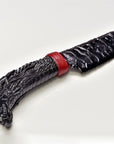 Obsidian Gemstone Blade Knife With Carved Bone Dragon Handle