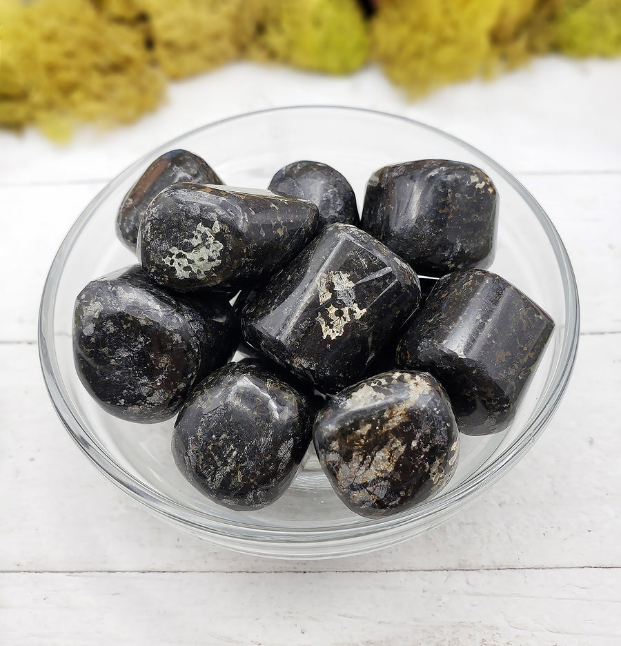 Black Galaxy Jasper Tumbled Gemstone - Single Stone or Ounce