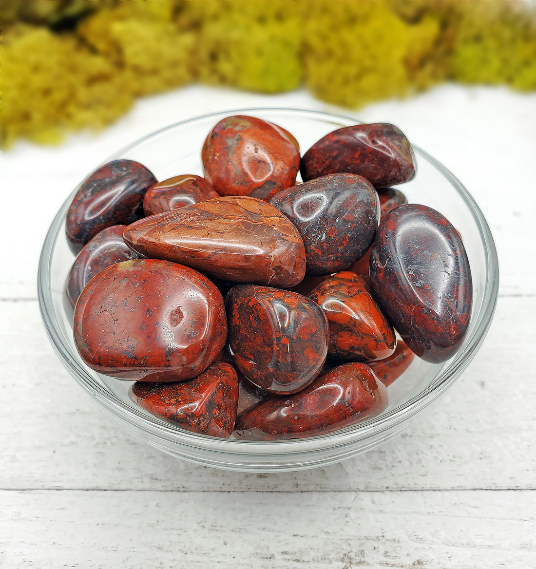 Brecciated Jasper stones in bowl