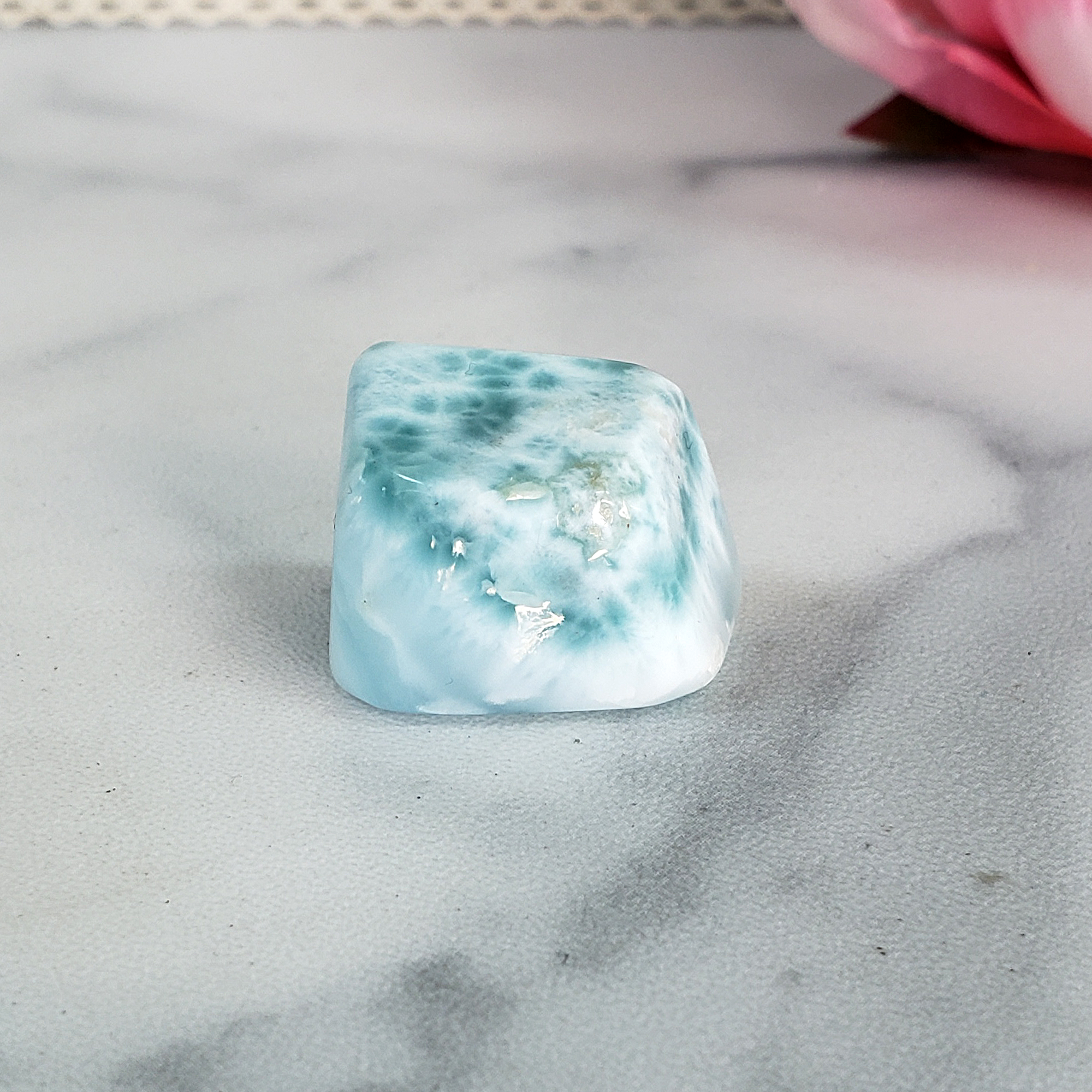 Unique High Quality Larimar Stone Natural Blue Pectolite Crystal Polished Freeform Tumbled Stone | Calypso