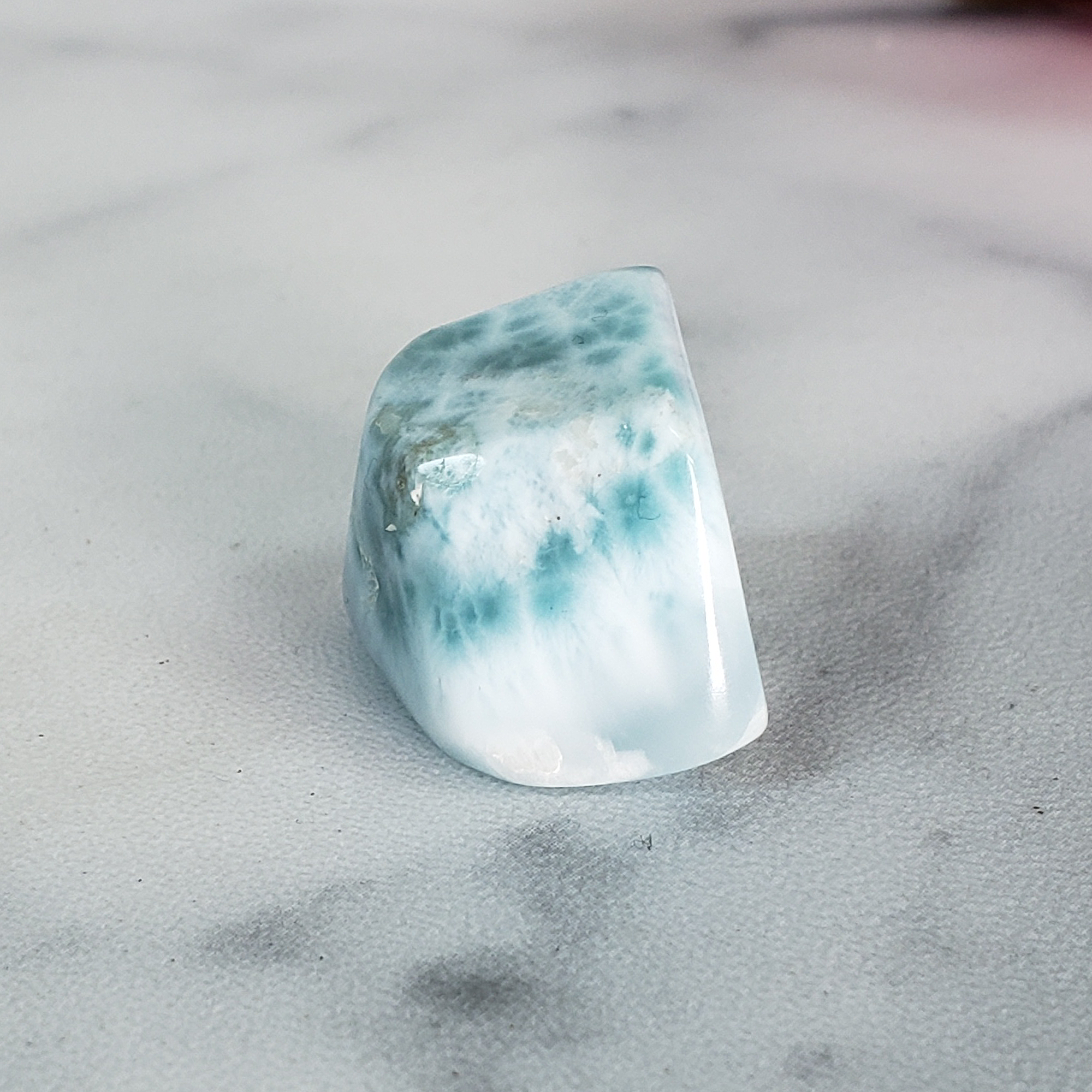 Unique High Quality Larimar Stone Natural Blue Pectolite Crystal Polished Freeform Tumbled Stone | Calypso - 3