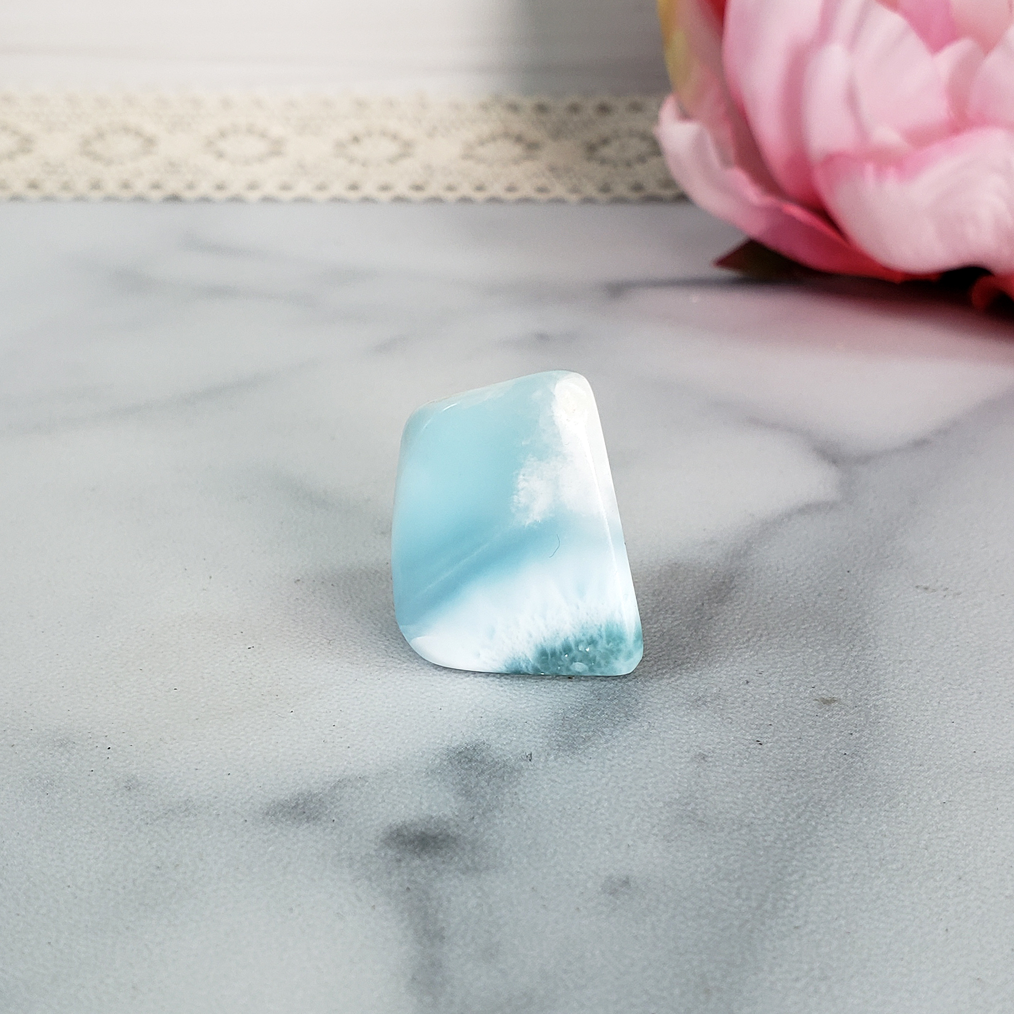 Unique High Quality Larimar Stone Natural Blue Pectolite Crystal Polished Freeform Tumbled Stone | Calypso - 4