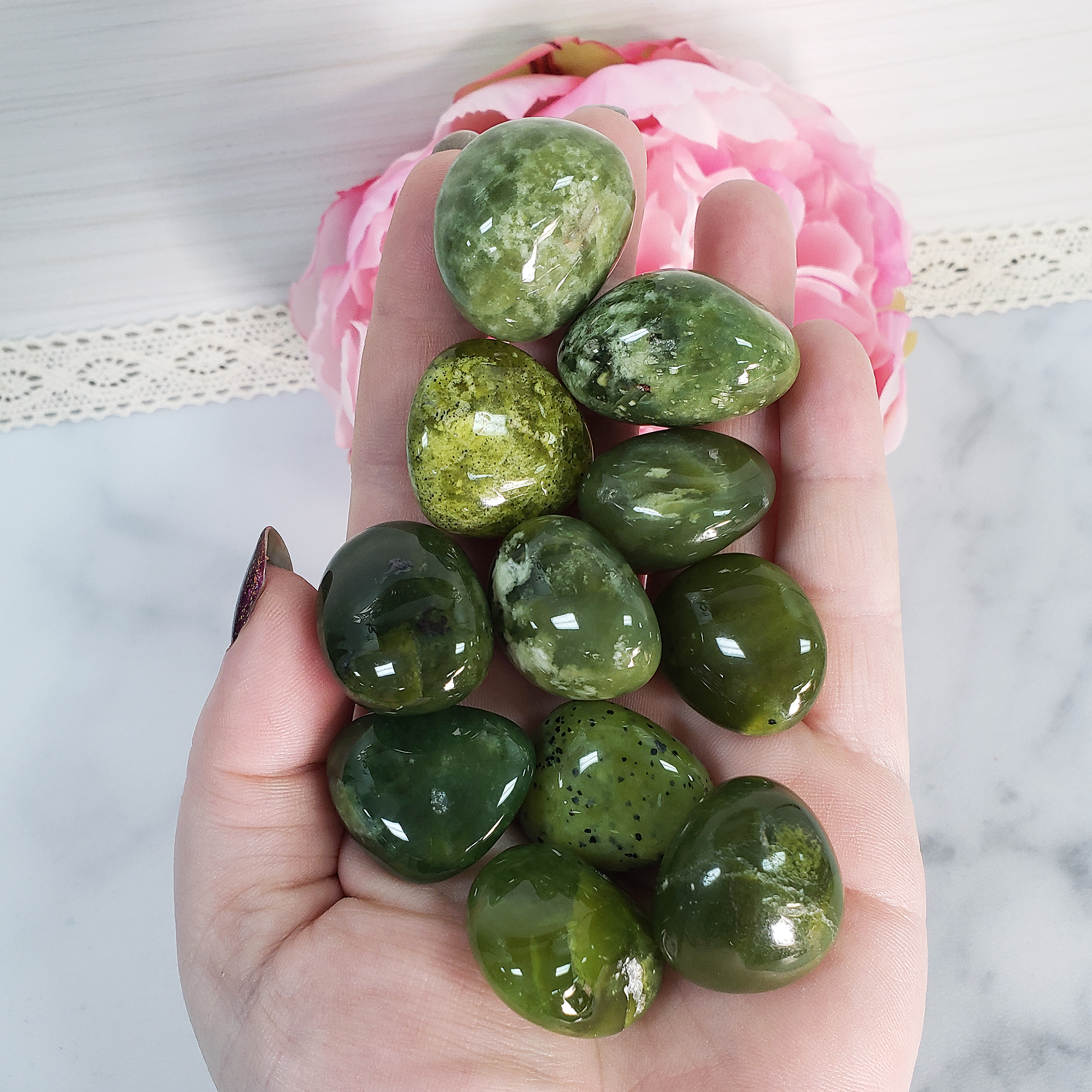 Canada Nephrite Jade Stone Natural Crystal Tumbled Stone | One Stone - 2