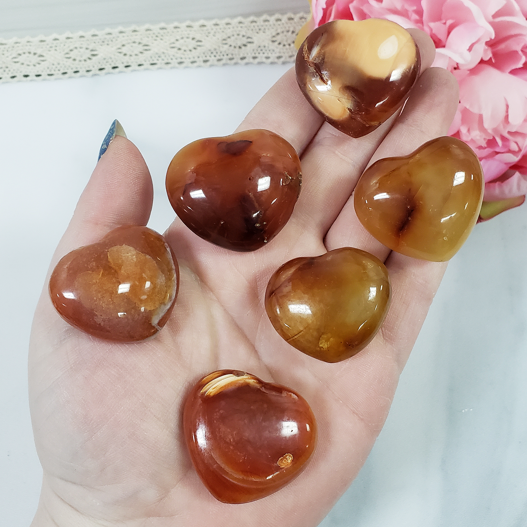 Carnelian Crystal Heart Shaped Natural Gemstone Carving - 3