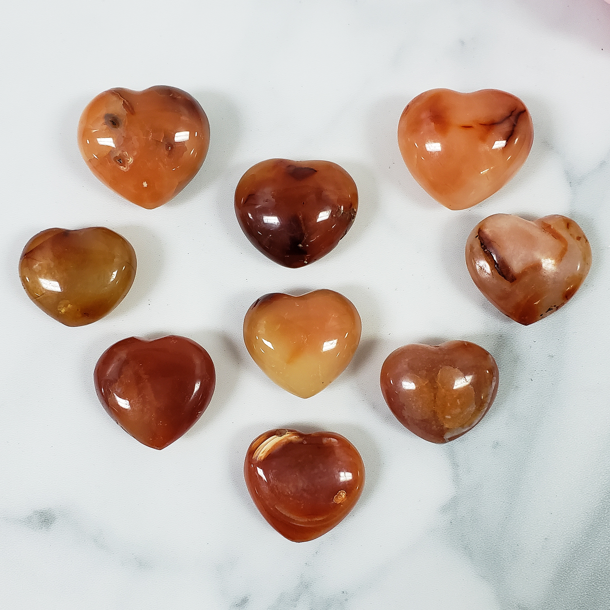 Carnelian Crystal Heart Shaped Natural Gemstone Carving - 2