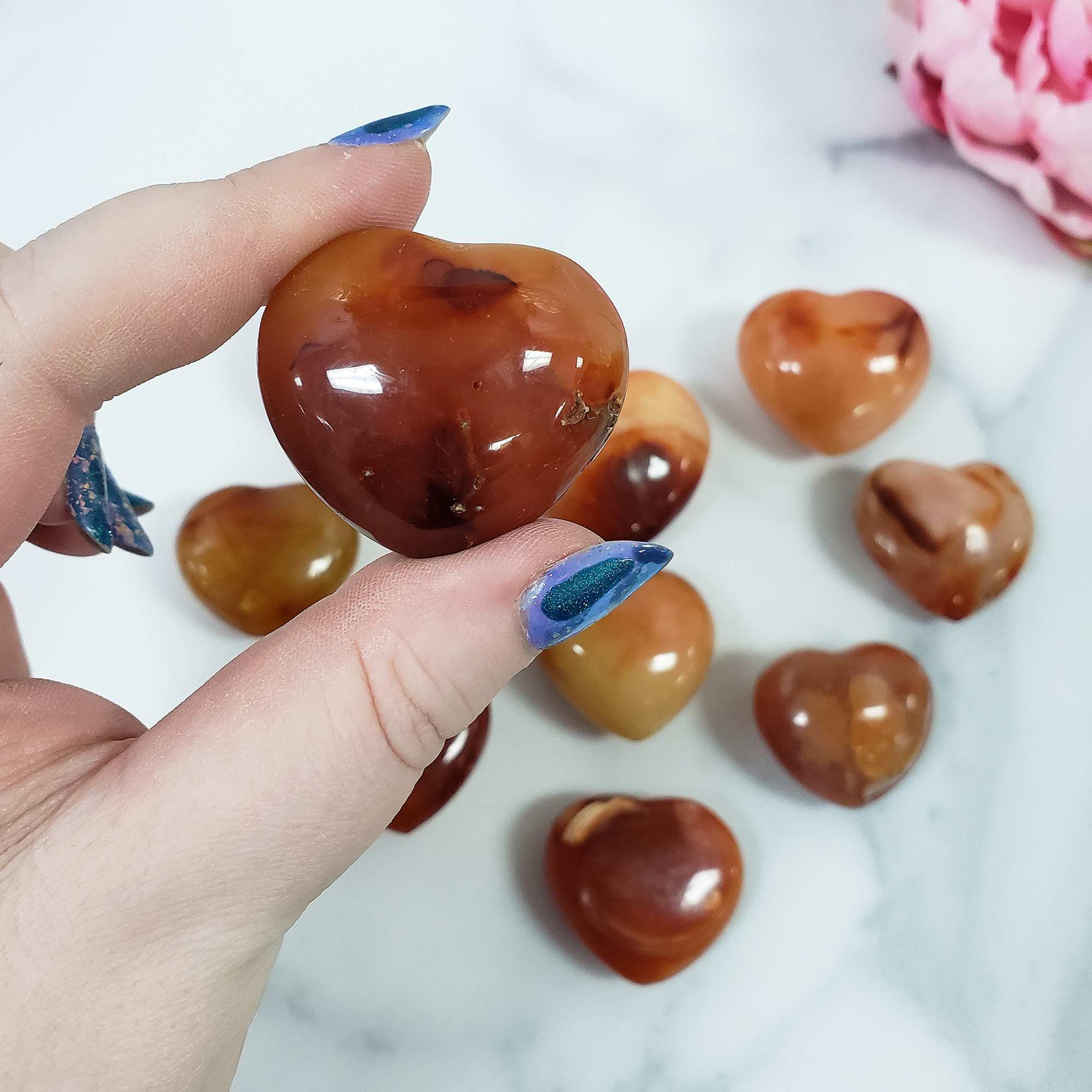 Carnelian Crystal Heart Shaped Natural Gemstone Carving - 4