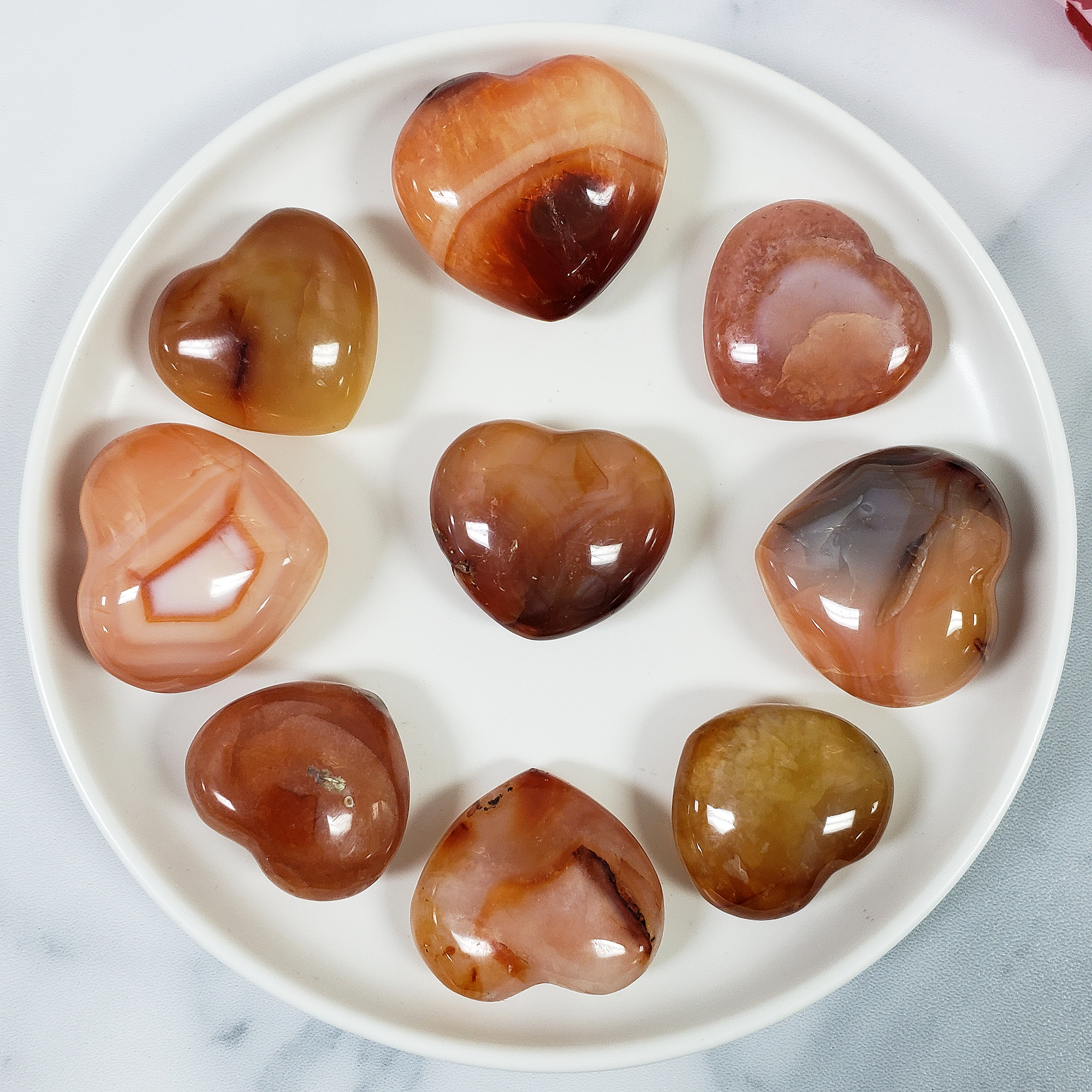 Carnelian Crystal Heart Shaped Natural Gemstone Carving