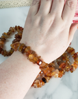 Carnelian Crystal Natural Gemstone Nugget Bead Bracelet - On Wrist