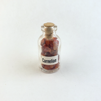 Carnelian Natural Crystal Chips Bottle - Natural Gemstone Chips in Glass Bottles - On White Background