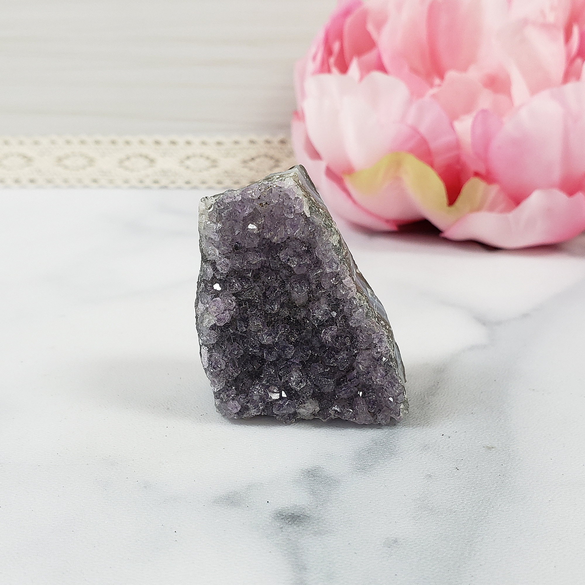 Unique Druzy Amethyst Crystal Cluster Natural Gemstone | Centered