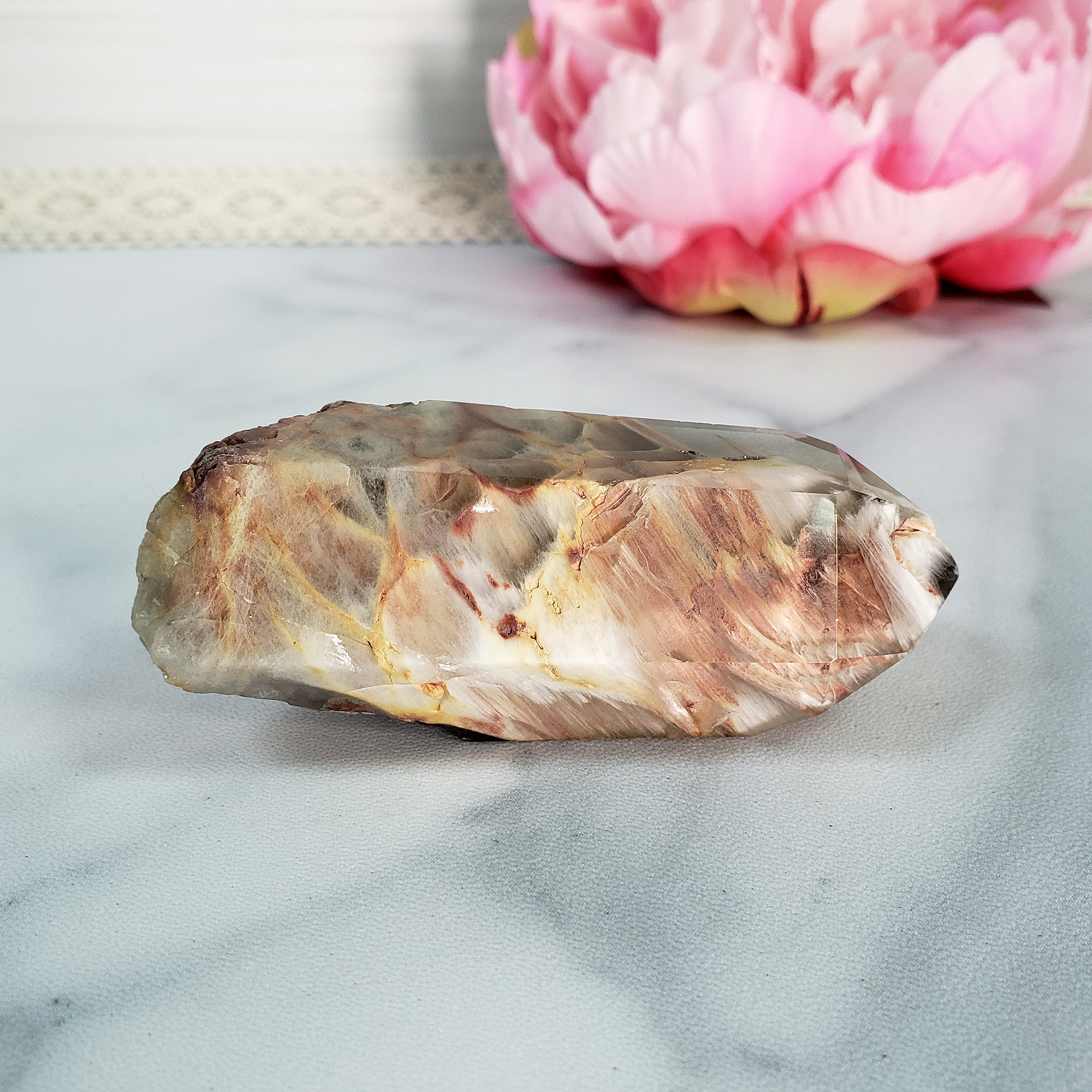 Unique Angel Phantom Quartz Amphibole Quartz Crystal Point Natural Gemstone Semi-Polished High Quality | Chamuel - 10