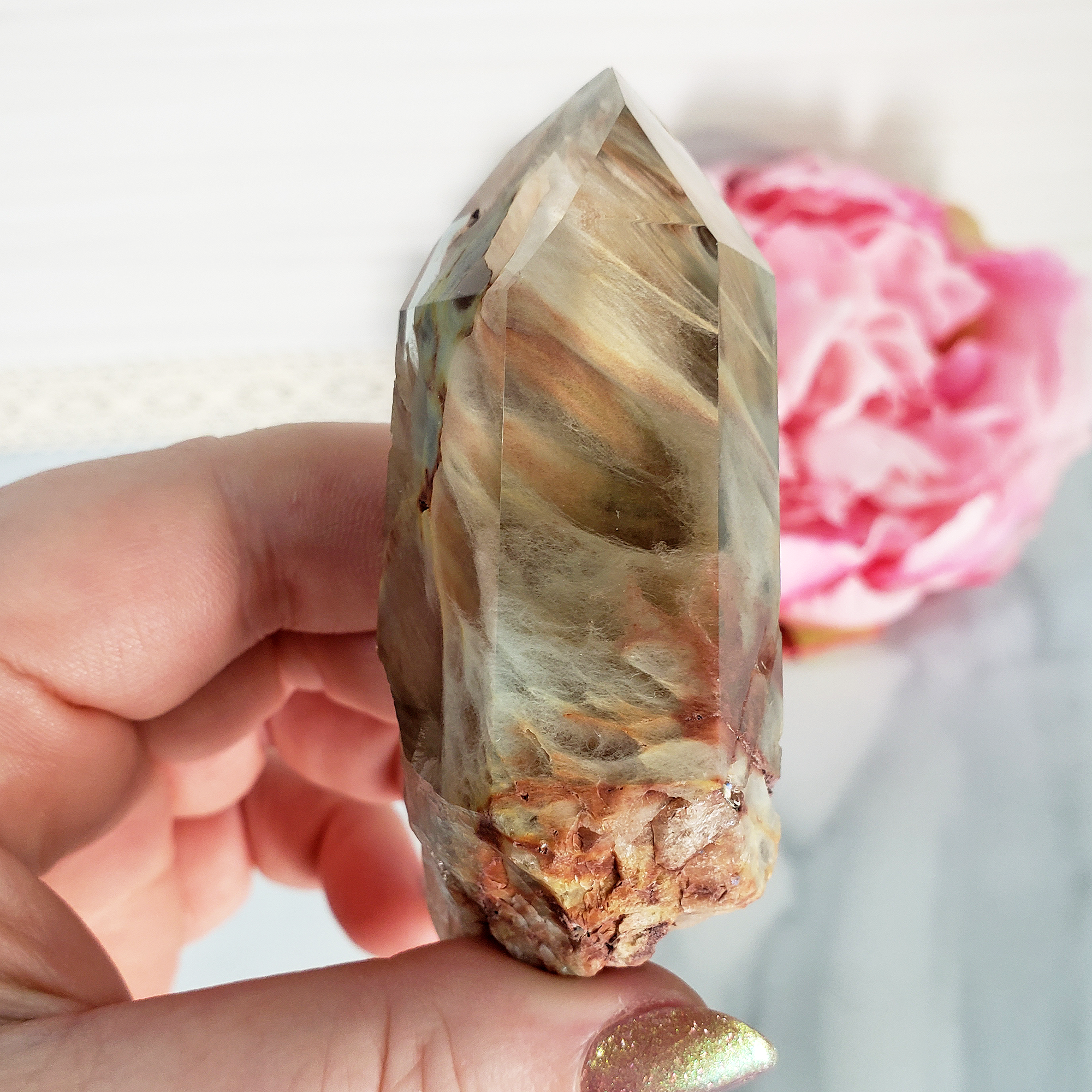 Unique Angel Phantom Quartz Amphibole Quartz Crystal Point Natural Gemstone Semi-Polished High Quality | Chamuel - 7