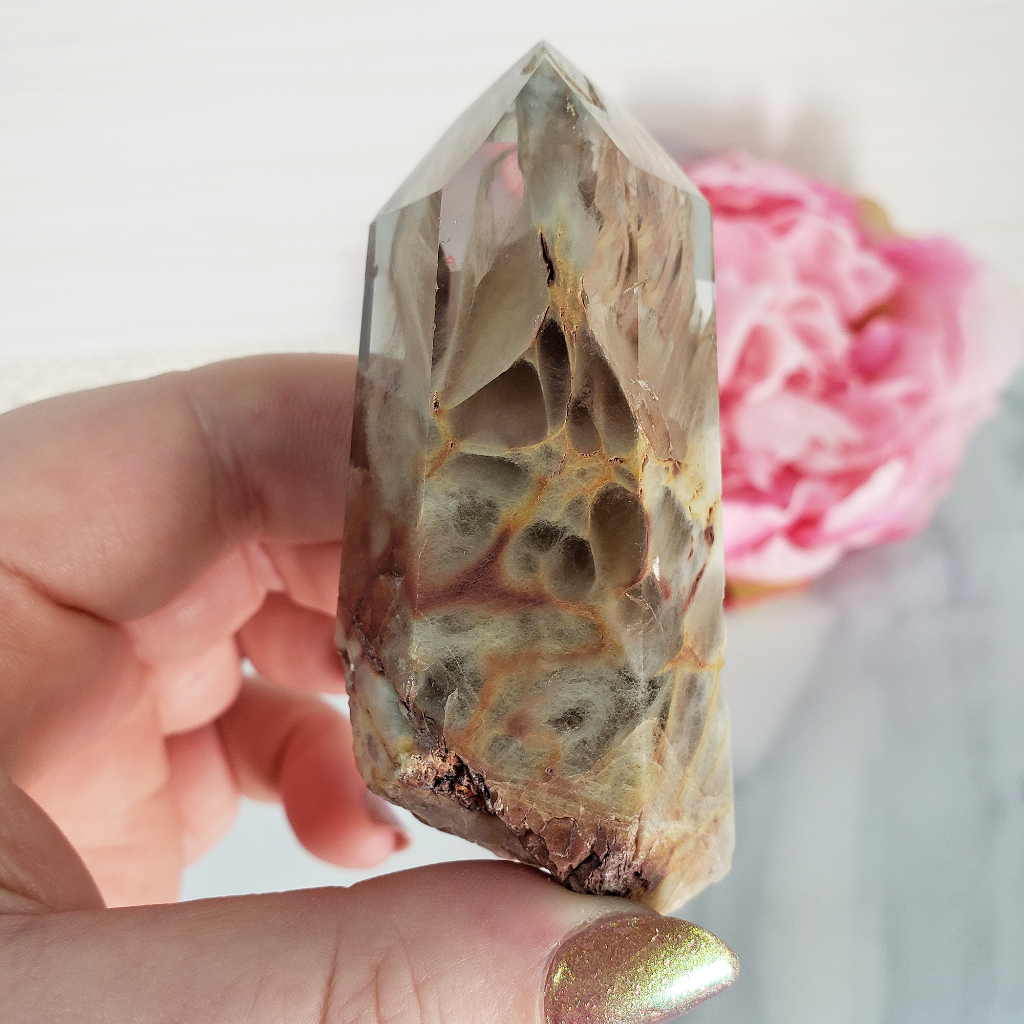 Unique Angel Phantom Quartz Amphibole Quartz Crystal Point Natural Gemstone Semi-Polished High Quality | Chamuel - 8