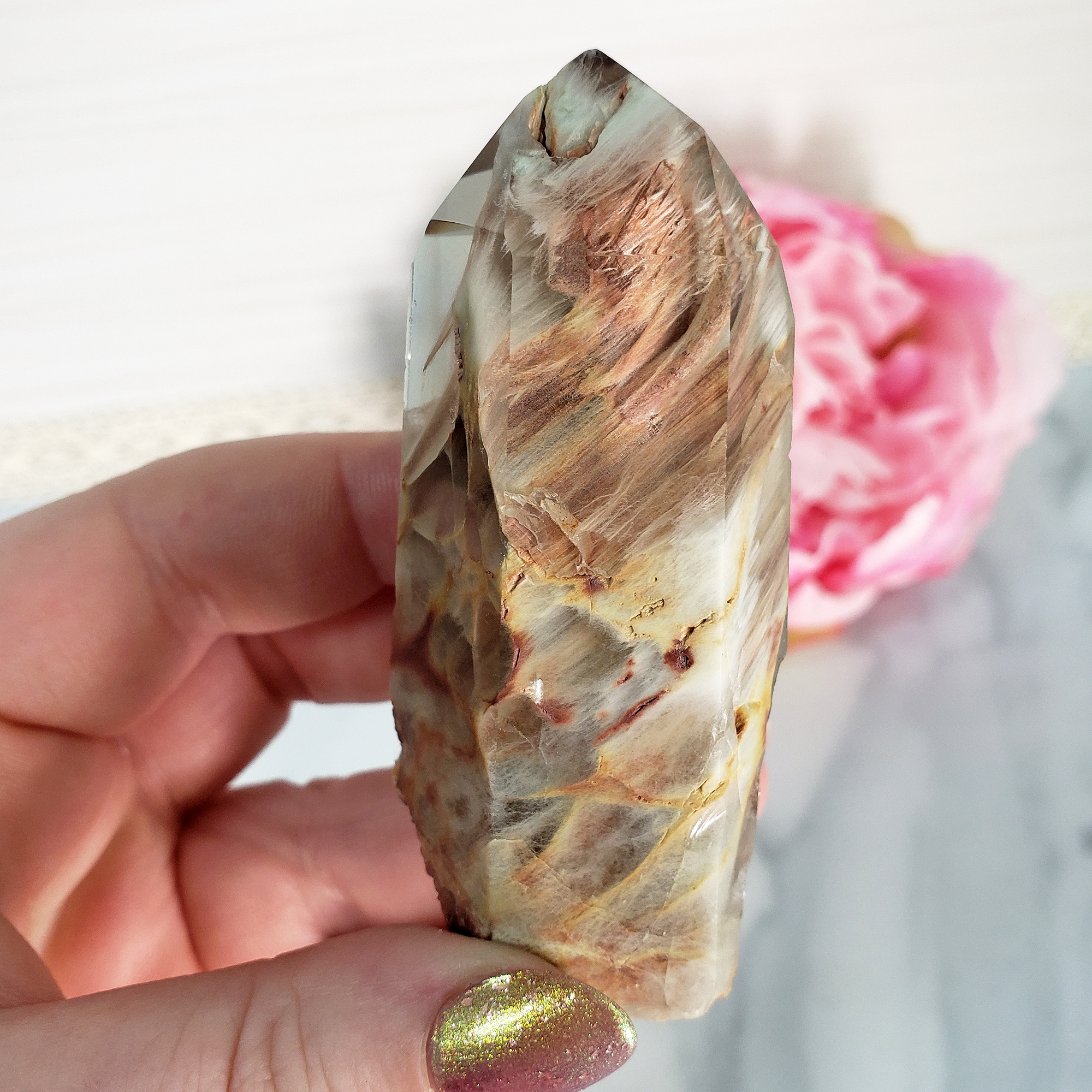 Unique Angel Phantom Quartz Amphibole Quartz Crystal Point Natural Gemstone Semi-Polished High Quality | Chamuel - 9